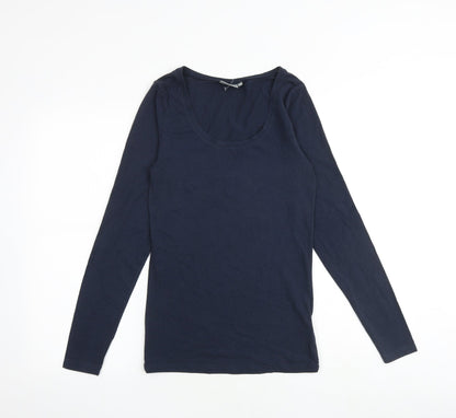 b.young Womens Blue Cotton Basic T-Shirt Size M Scoop Neck