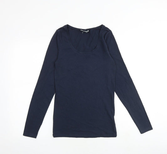 b.young Womens Blue Cotton Basic T-Shirt Size M Scoop Neck