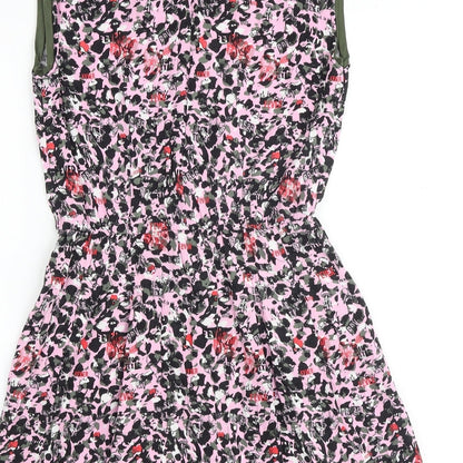 Zadig & Voltaire Girls Multicoloured Geometric Viscose A-Line Size 12 Years V-Neck Zip