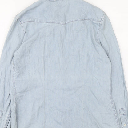 Gap Womens Blue Cotton Basic Button-Up Size S Collared