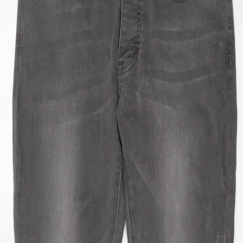 Enzo Mens Grey Cotton Straight Jeans Size 30 in L29 in Slim Button