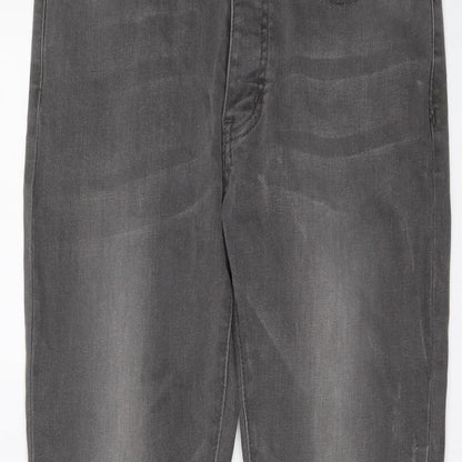 Enzo Mens Grey Cotton Straight Jeans Size 30 in L29 in Slim Button