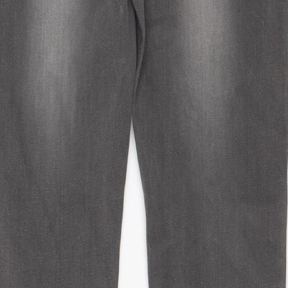 Enzo Mens Grey Cotton Straight Jeans Size 30 in L29 in Slim Button