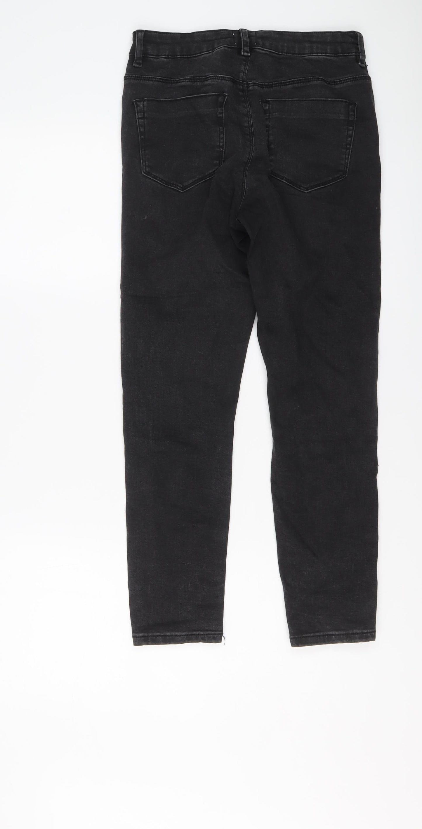 ASOS Womens Black Cotton Straight Jeans Size 28 in L25 in Regular Button