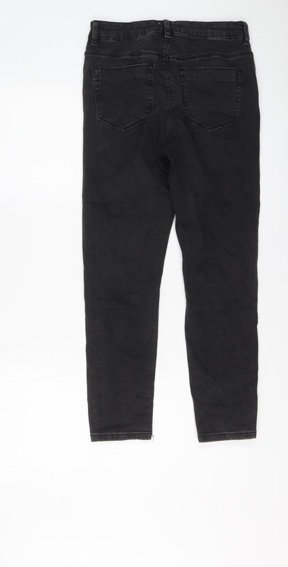 ASOS Womens Black Cotton Straight Jeans Size 28 in L25 in Regular Button