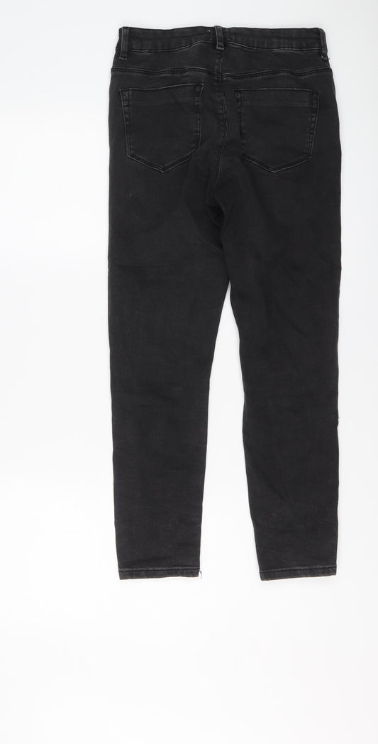 ASOS Womens Black Cotton Straight Jeans Size 28 in L25 in Regular Button