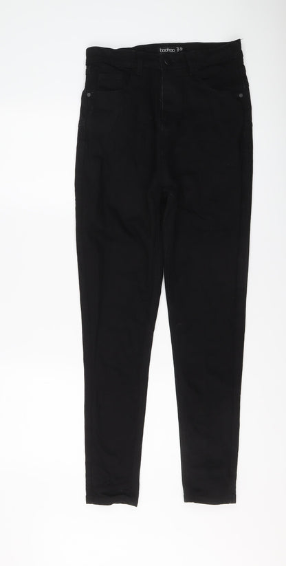 Boohoo Womens Black Cotton Skinny Jeans Size 8 L28 in Regular Button