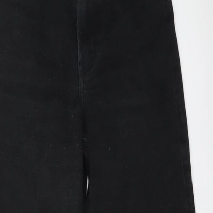 H&M Womens Black Cotton Wide-Leg Jeans Size 4 L24 in Regular Button