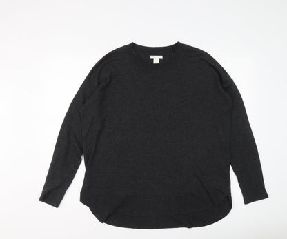 H&M Womens Grey Round Neck Polyester Pullover Jumper Size M