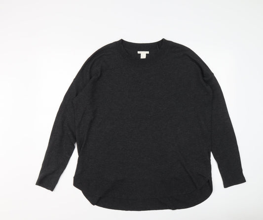 H&M Womens Grey Round Neck Polyester Pullover Jumper Size M