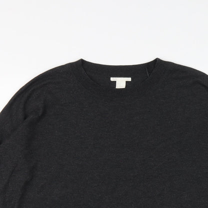 H&M Womens Grey Round Neck Polyester Pullover Jumper Size M