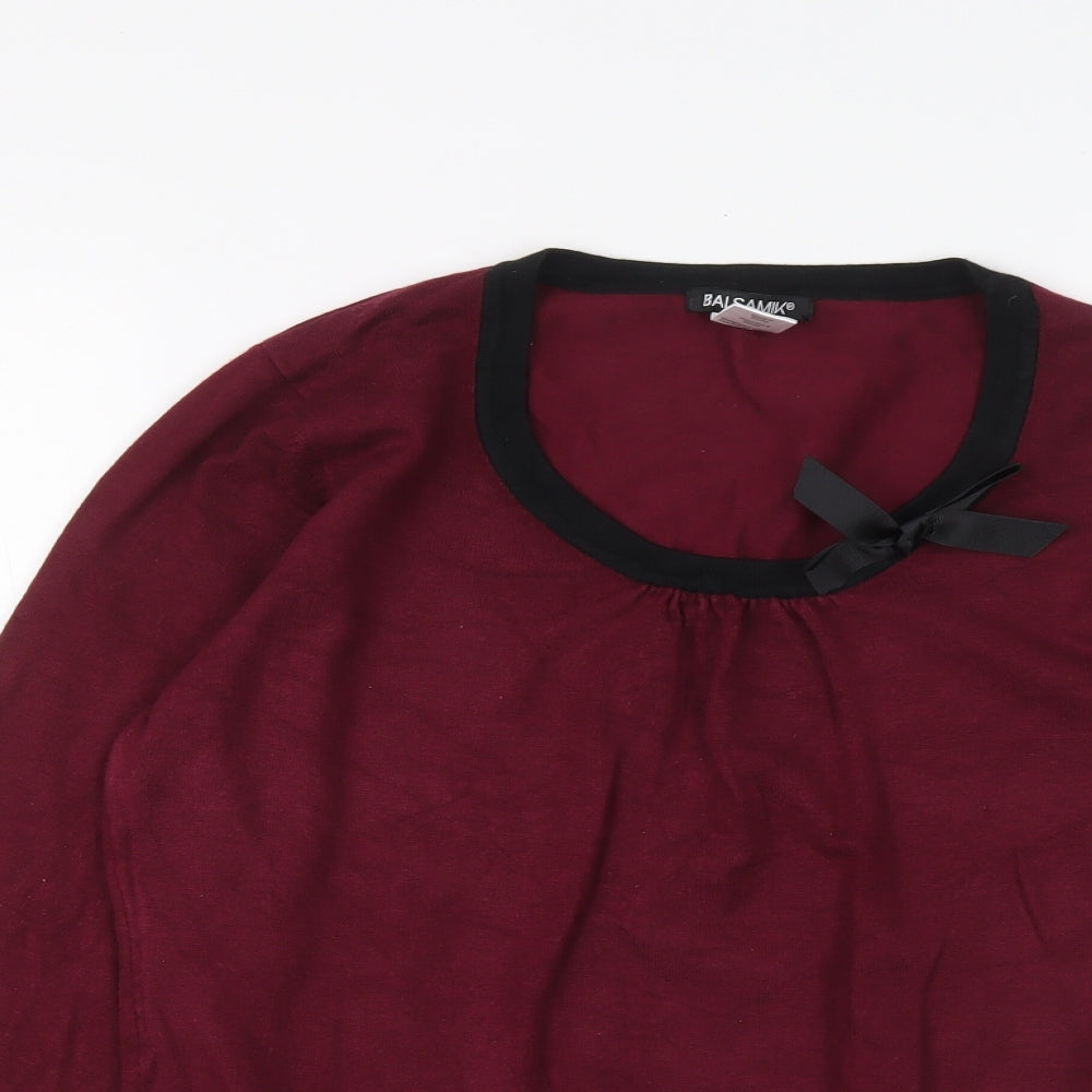 Balsamik Womens Purple Round Neck Viscose Pullover Jumper Size 18