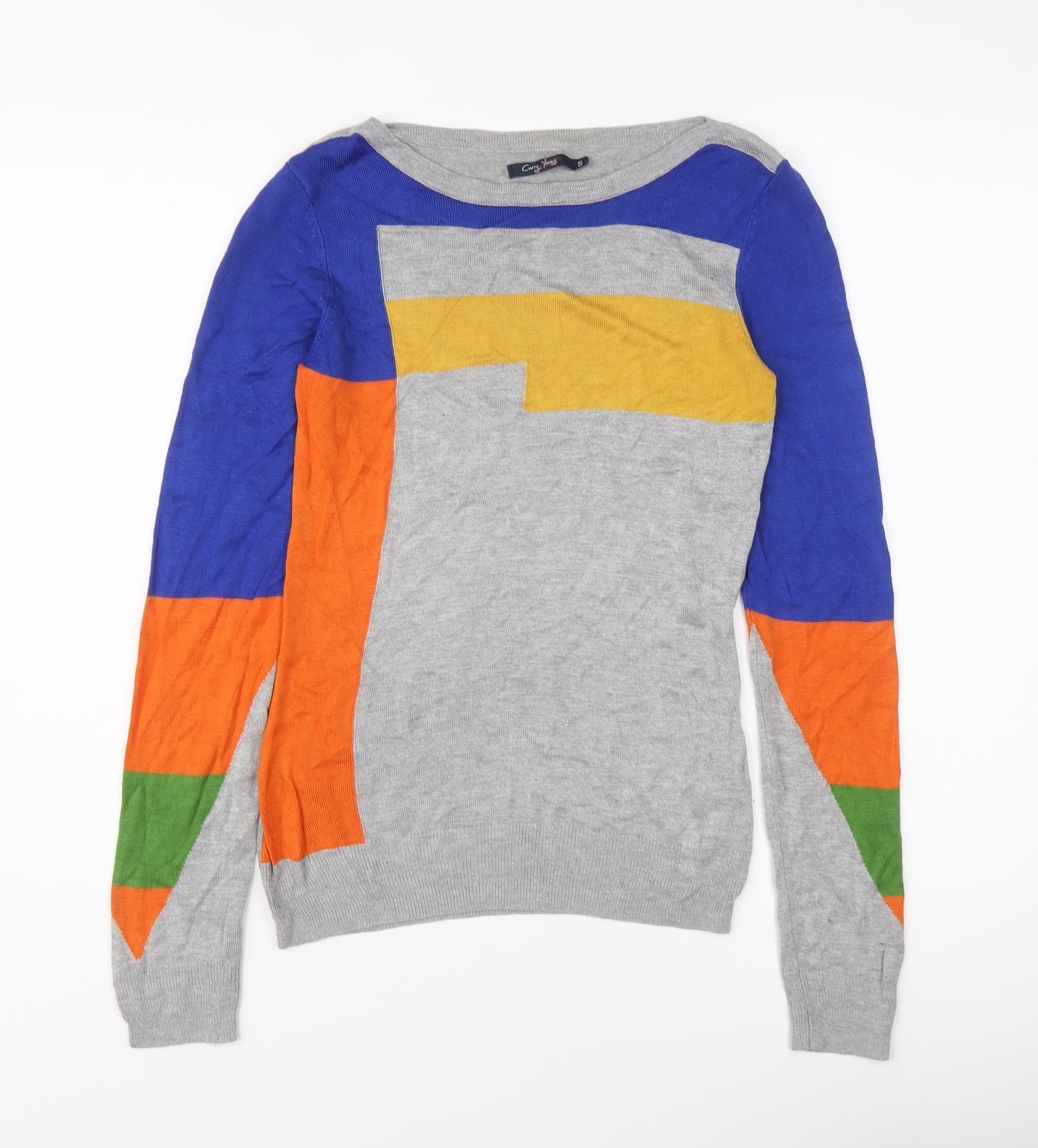 Carry Young Womens Multicoloured Round Neck Geometric Viscose Pullover Jumper Size S