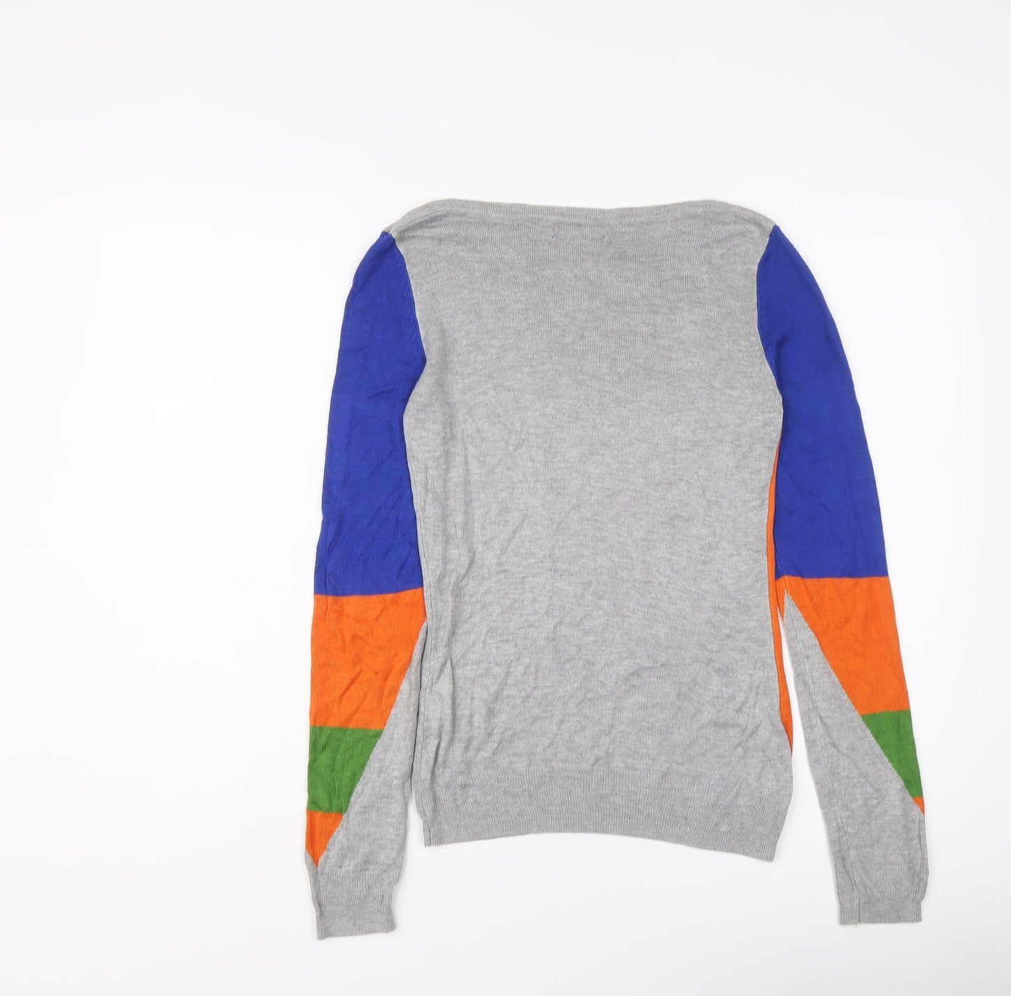 Carry Young Womens Multicoloured Round Neck Geometric Viscose Pullover Jumper Size S