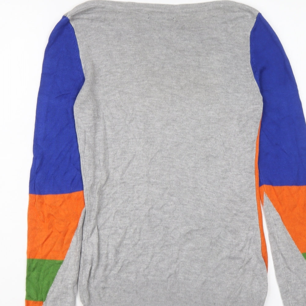 Carry Young Womens Multicoloured Round Neck Geometric Viscose Pullover Jumper Size S