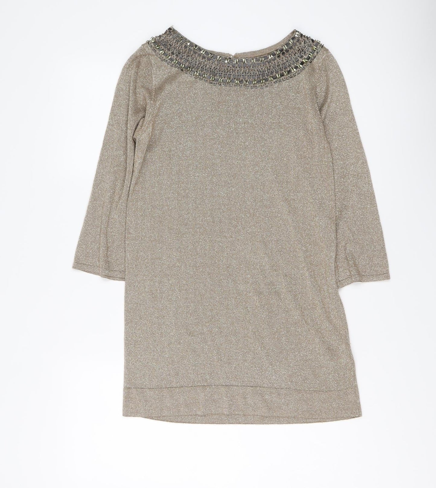 Womens UK Size 14 Marks and Spencer Gold Tunic Jumper