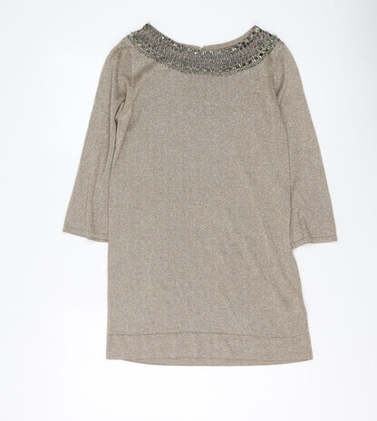 Womens UK Size 14 Marks and Spencer Gold Tunic Jumper