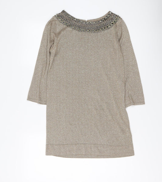 Womens UK Size 14 Marks and Spencer Gold Tunic Jumper