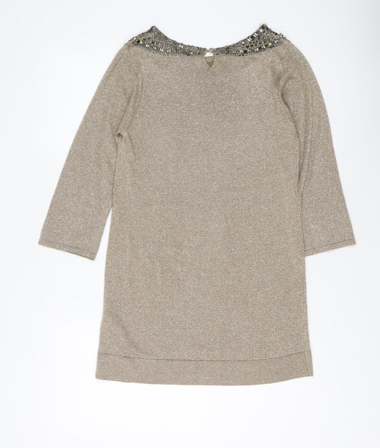 Womens UK Size 14 Marks and Spencer Gold Tunic Jumper