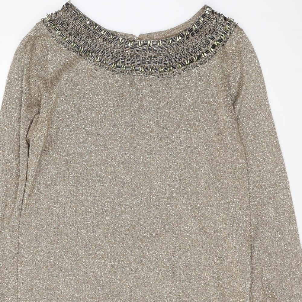 Womens UK Size 14 Marks and Spencer Gold Tunic Jumper