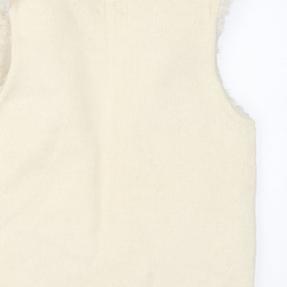 Mexx Womens Ivory Wool Gilet Coatigan Size M Hook & Eye - Cable Knit