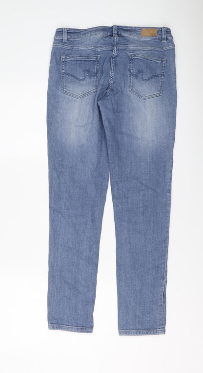 NEXT Womens Blue Cotton Skinny Jeans Size 10 L28 in Regular Button