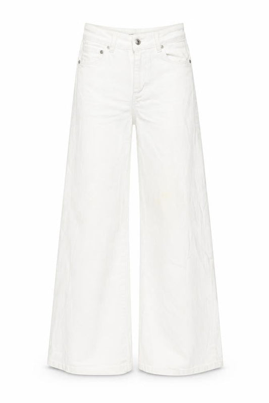 Womens UK Size 6 Mango Regular Fit Wide-Leg Ivory Jeans