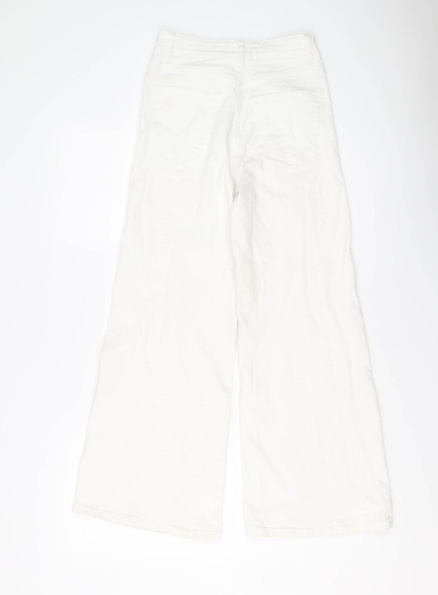 Mango Womens Ivory Cotton Wide-Leg Jeans Size 6 L25 in Regular Button