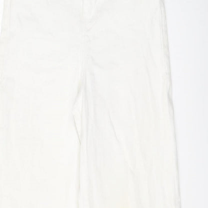 Mango Womens Ivory Cotton Wide-Leg Jeans Size 6 L25 in Regular Button