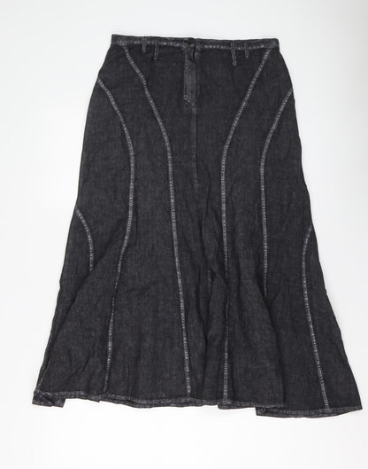 Giorgia Netti Womens Grey Linen Swing Skirt Size 16 Button