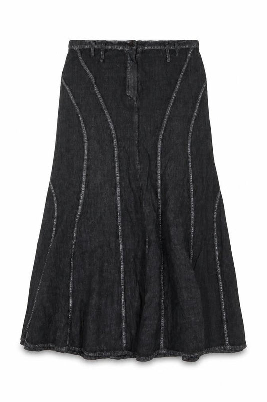 Giorgia Netti Womens Grey Linen Swing Skirt Size 16 Button