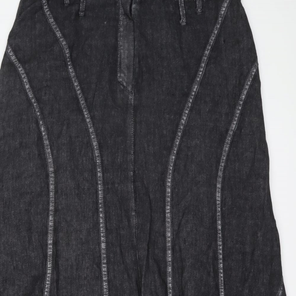 Giorgia Netti Womens Grey Linen Swing Skirt Size 16 Button