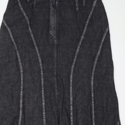 Giorgia Netti Womens Grey Linen Swing Skirt Size 16 Button
