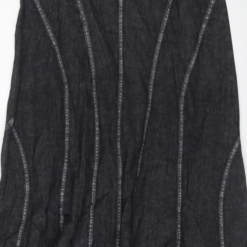 Giorgia Netti Womens Grey Linen Swing Skirt Size 16 Button