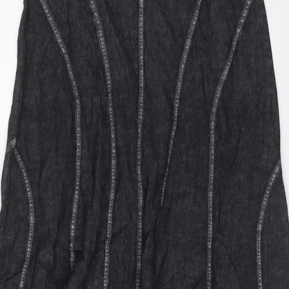 Giorgia Netti Womens Grey Linen Swing Skirt Size 16 Button