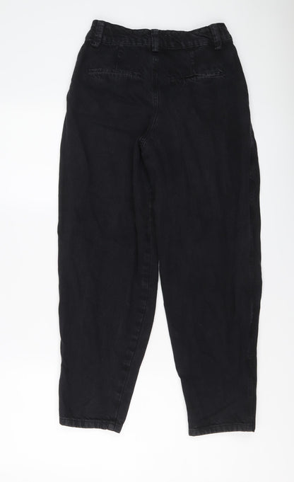 Bershka Womens Black Cotton Tapered Jeans Size 4 L26 in Regular Button