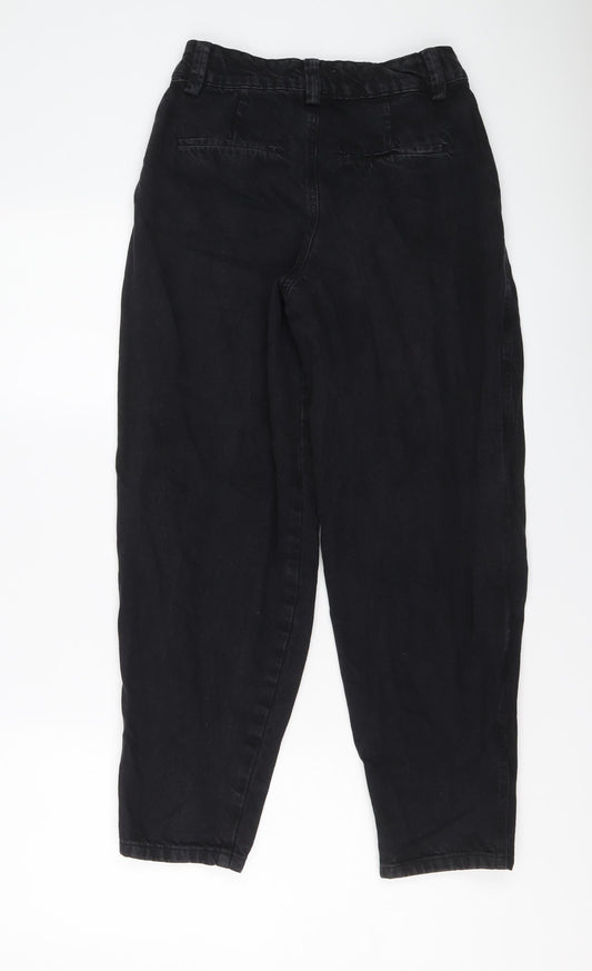 Bershka Womens Black Cotton Tapered Jeans Size 4 L26 in Regular Button