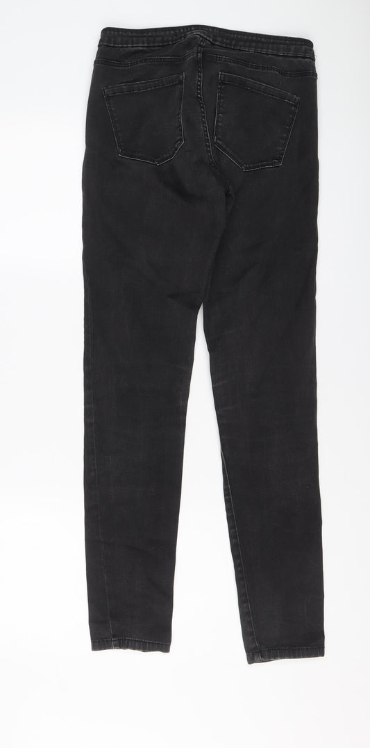 Zara Womens Grey Cotton Skinny Jeans Size 10 L32 in Regular Button