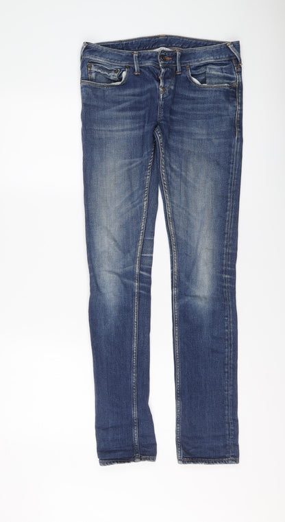Fabulously British Womens Blue Cotton Skinny Jeans Size 28 in L31 in Regular Button