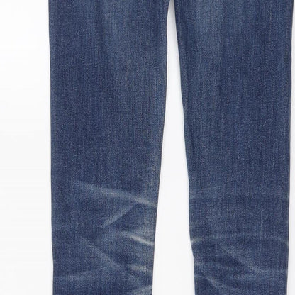 Fabulously British Womens Blue Cotton Skinny Jeans Size 28 in L31 in Regular Button
