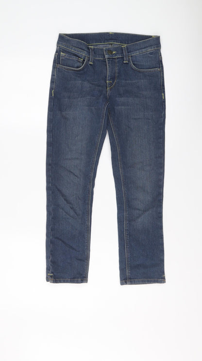Topshop Womens Blue Cotton Straight Jeans Size 25 in L24 in Regular Button