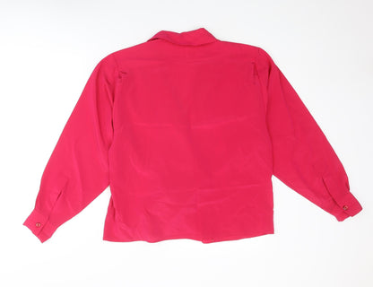 Riva Womens Pink Polyester Basic Blouse Size 12 Collared