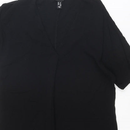 New Look Womens Black Viscose A-Line Size 12 V-Neck Pullover