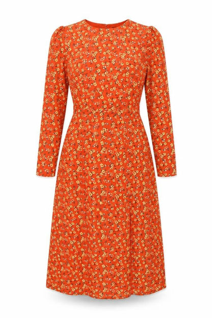 Fashion Union Womens Orange Floral Polyester A-Line Size 4 Round Neck Zip