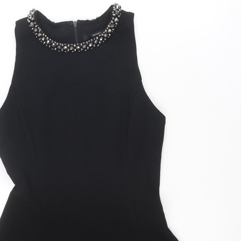 FOREVER 21 Womens Black Polyester Fit & Flare Size M Round Neck