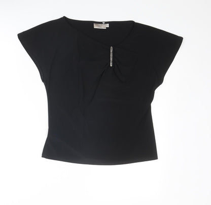 Womens UK Size S Country Casuals Black Basic Blouse