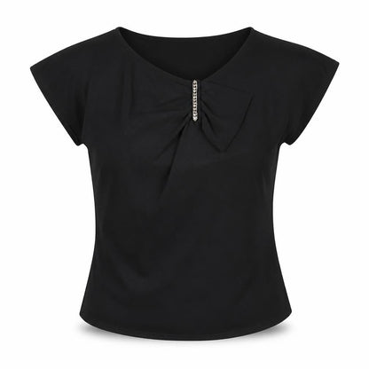 Womens UK Size S Country Casuals Black Basic Blouse
