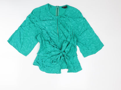 Womens UK Size 6 Topshop Green Basic Blouse