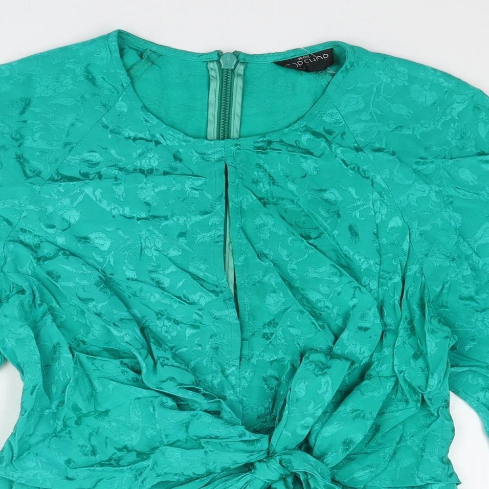 Womens UK Size 6 Topshop Green Basic Blouse