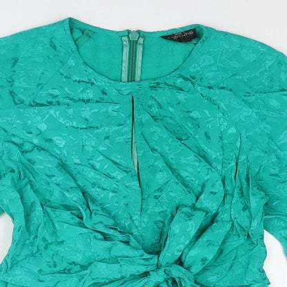 Womens UK Size 6 Topshop Green Basic Blouse